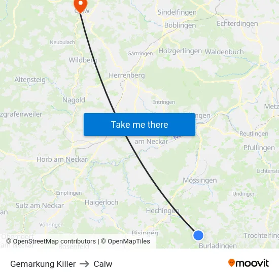 Gemarkung Killer to Calw map