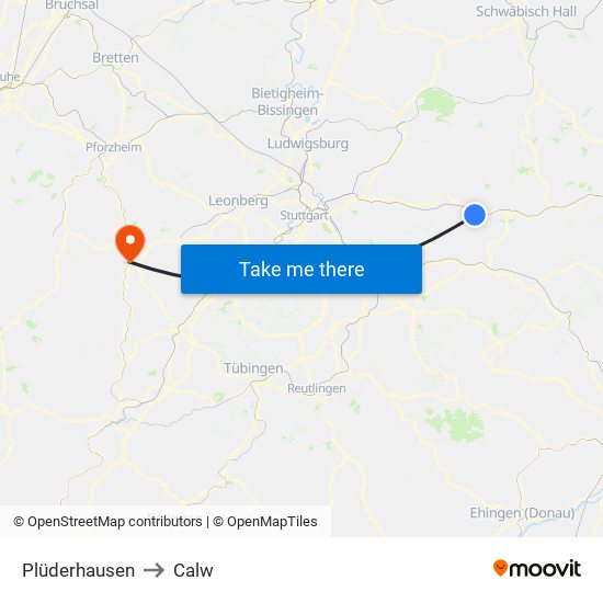 Plüderhausen to Calw map