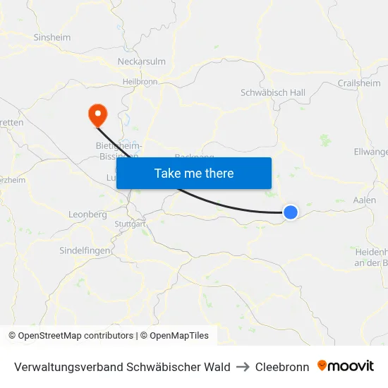 Verwaltungsverband Schwäbischer Wald to Cleebronn map