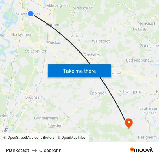 Plankstadt to Cleebronn map