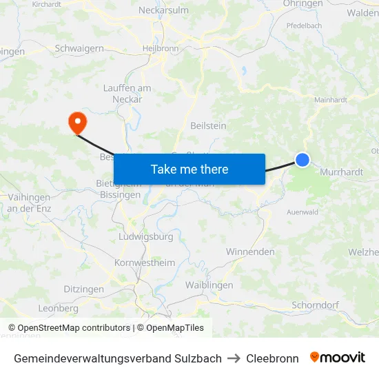 Gemeindeverwaltungsverband Sulzbach to Cleebronn map