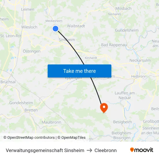 Verwaltungsgemeinschaft Sinsheim to Cleebronn map