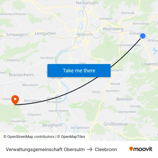Verwaltungsgemeinschaft Obersulm to Cleebronn map