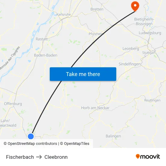 Fischerbach to Cleebronn map