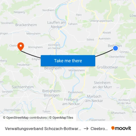 Verwaltungsverband Schozach-Bottwartal to Cleebronn map