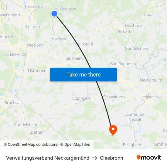Verwaltungsverband Neckargemünd to Cleebronn map