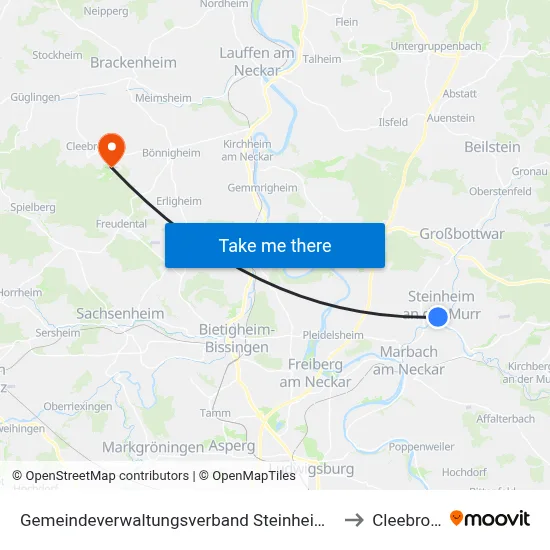 Gemeindeverwaltungsverband Steinheim-Murr to Cleebronn map