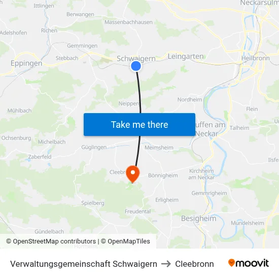 Verwaltungsgemeinschaft Schwaigern to Cleebronn map