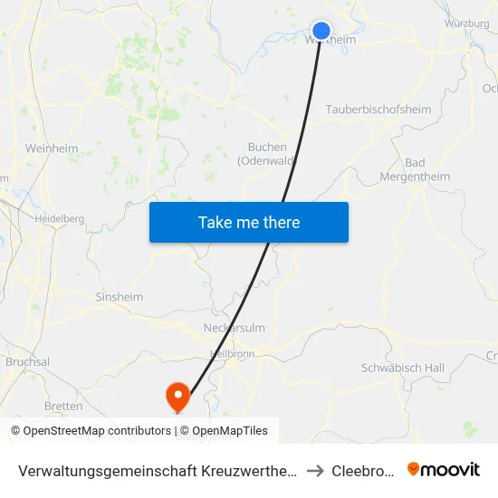 Verwaltungsgemeinschaft Kreuzwertheim to Cleebronn map