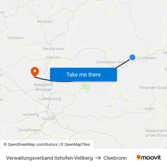 Verwaltungsverband Ilshofen-Vellberg to Cleebronn map