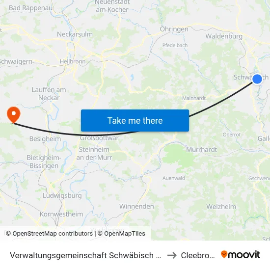 Verwaltungsgemeinschaft Schwäbisch Hall to Cleebronn map