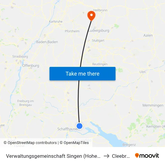 Verwaltungsgemeinschaft Singen (Hohentwiel) to Cleebronn map