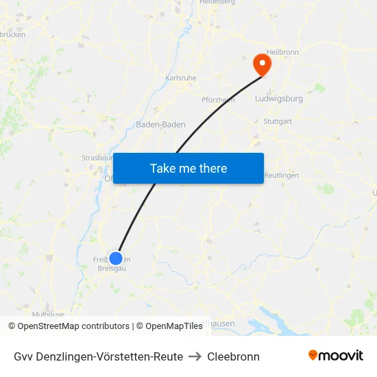 Gvv Denzlingen-Vörstetten-Reute to Cleebronn map