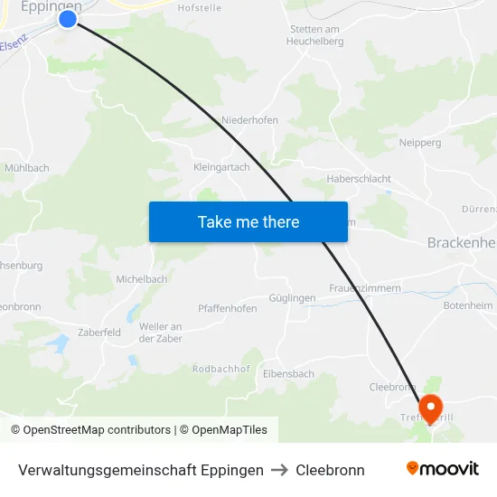 Verwaltungsgemeinschaft Eppingen to Cleebronn map