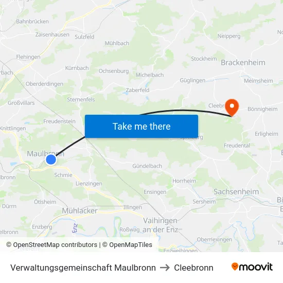 Verwaltungsgemeinschaft Maulbronn to Cleebronn map