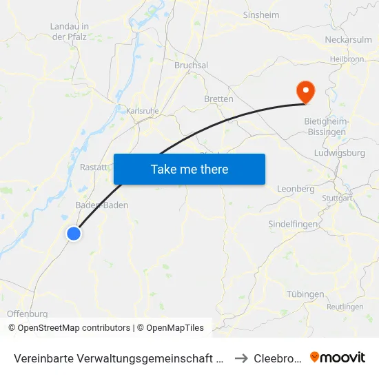 Vereinbarte Verwaltungsgemeinschaft Bühl to Cleebronn map