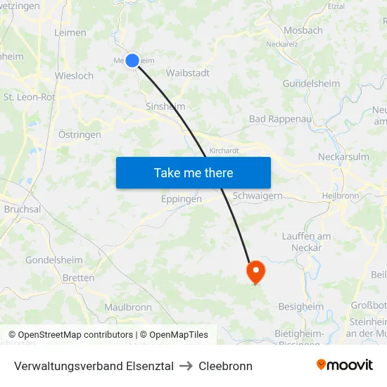 Verwaltungsverband Elsenztal to Cleebronn map