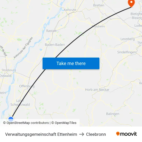 Verwaltungsgemeinschaft Ettenheim to Cleebronn map