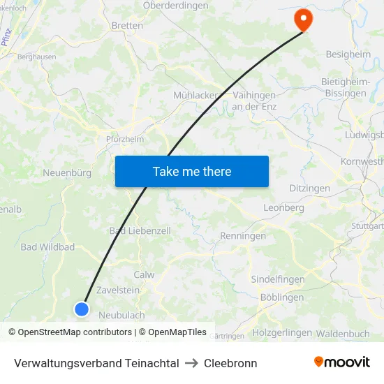 Verwaltungsverband Teinachtal to Cleebronn map