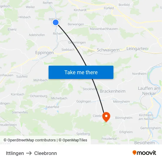Ittlingen to Cleebronn map