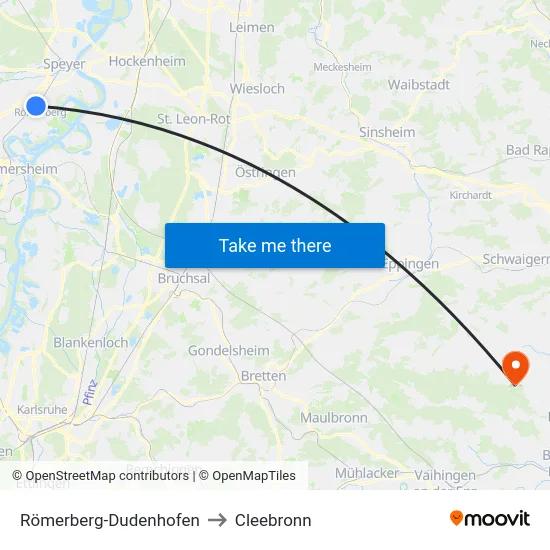 Römerberg-Dudenhofen to Cleebronn map