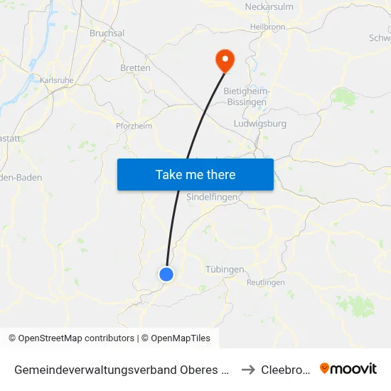 Gemeindeverwaltungsverband Oberes Gäu to Cleebronn map