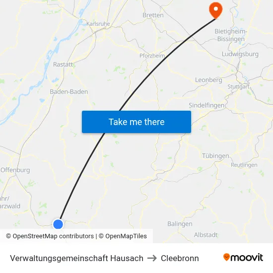 Verwaltungsgemeinschaft Hausach to Cleebronn map