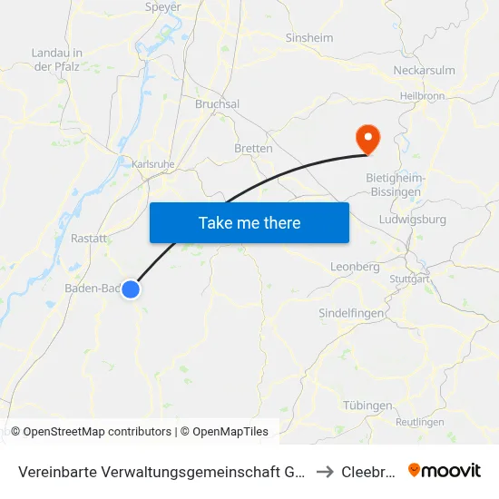 Vereinbarte Verwaltungsgemeinschaft Gernsbach to Cleebronn map