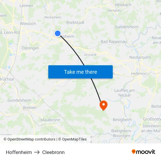 Hoffenheim to Cleebronn map