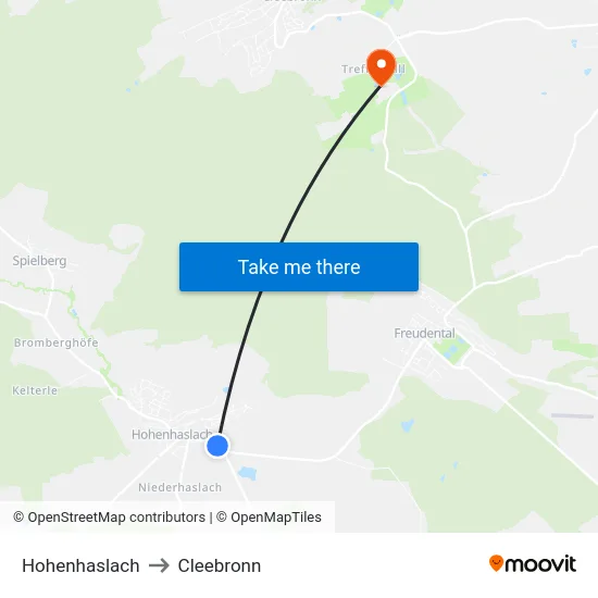 Hohenhaslach to Cleebronn map