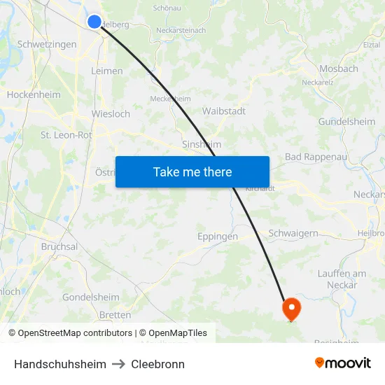 Handschuhsheim to Cleebronn map