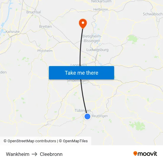 Wankheim to Cleebronn map