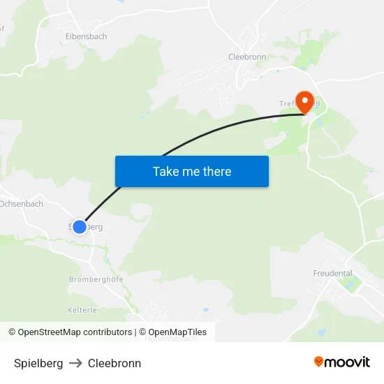 Spielberg to Cleebronn map