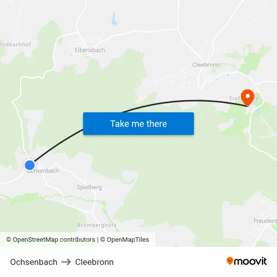 Ochsenbach to Cleebronn map