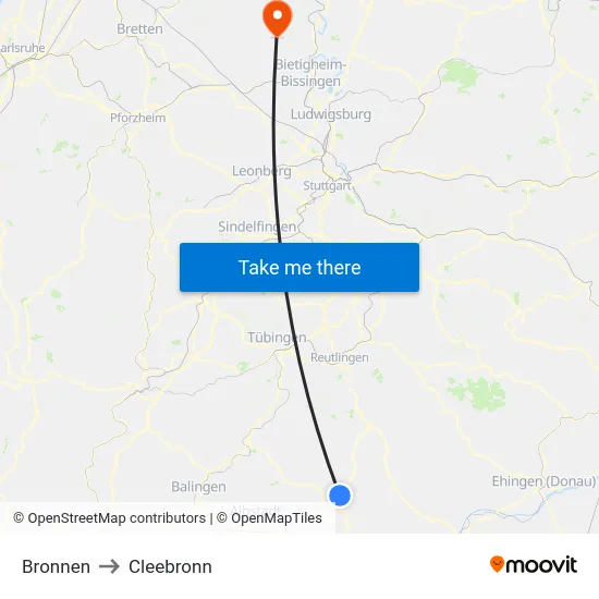 Bronnen to Cleebronn map