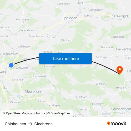 Gölshausen to Cleebronn map