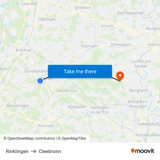 Rinklingen to Cleebronn map