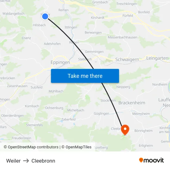 Weiler to Cleebronn map