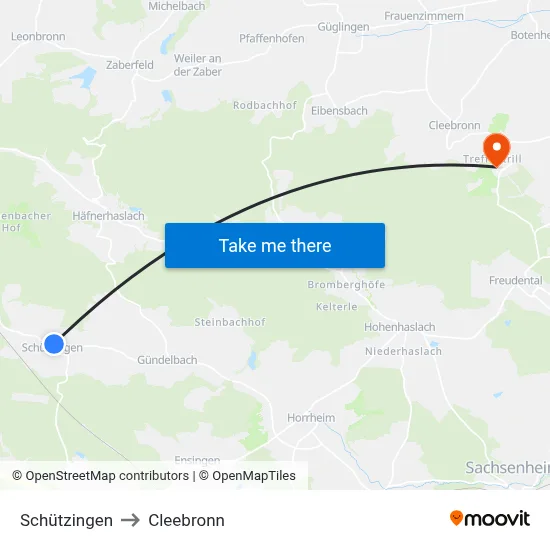 Schützingen to Cleebronn map