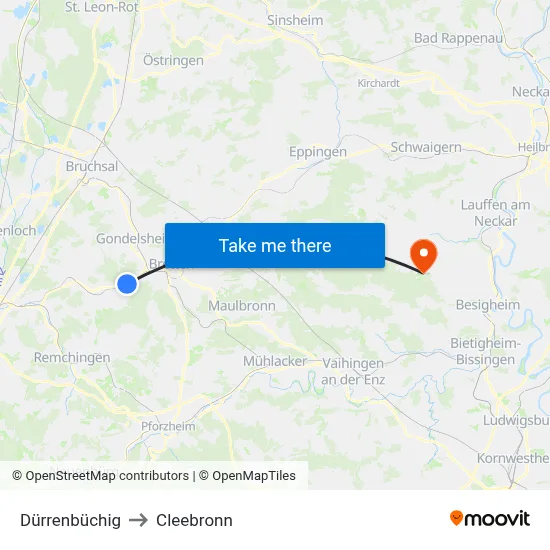 Dürrenbüchig to Cleebronn map