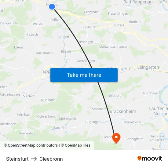 Steinsfurt to Cleebronn map