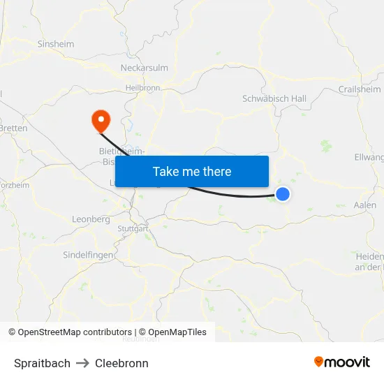 Spraitbach to Cleebronn map