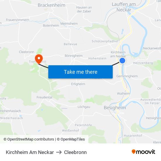 Kirchheim Am Neckar to Cleebronn map