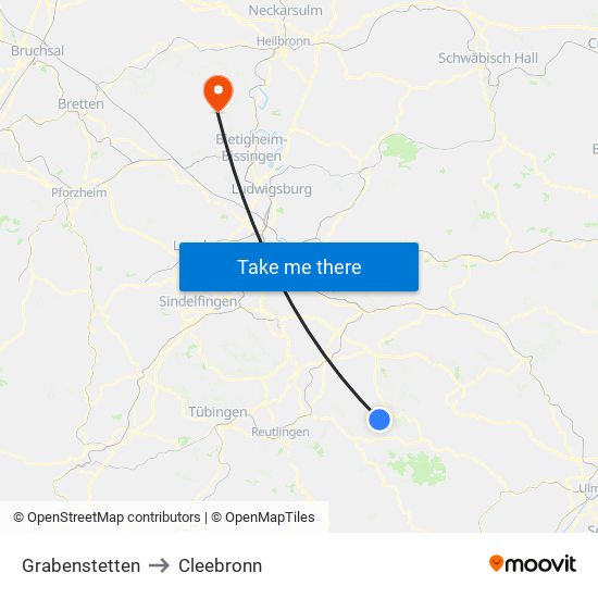 Grabenstetten to Cleebronn map