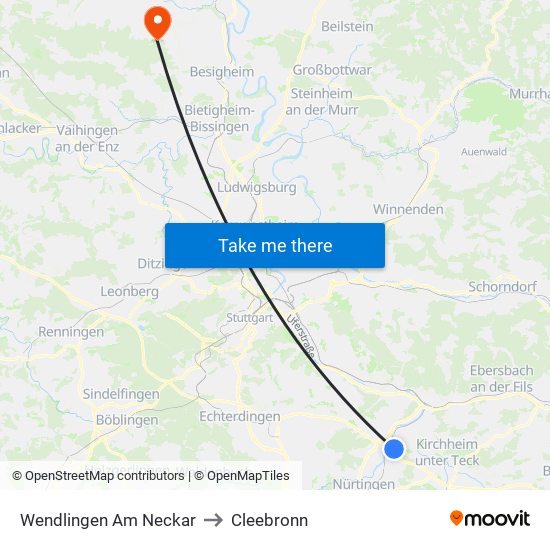 Wendlingen Am Neckar to Cleebronn map