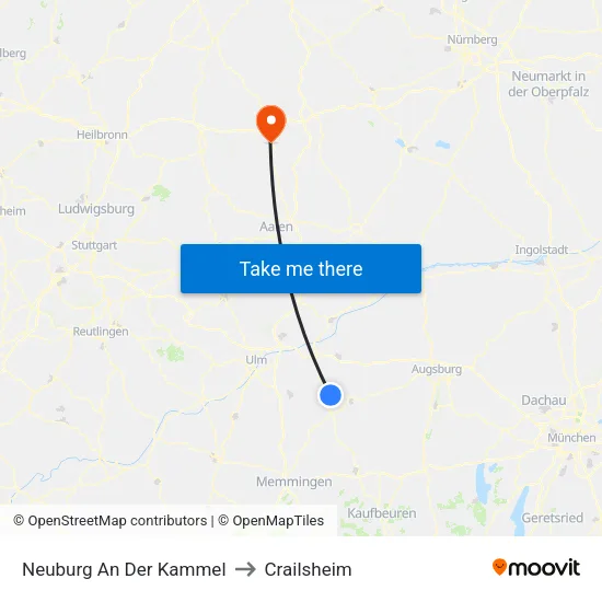 Neuburg An Der Kammel to Crailsheim map