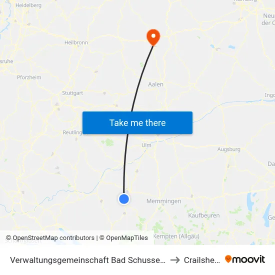 Verwaltungsgemeinschaft Bad Schussenried to Crailsheim map