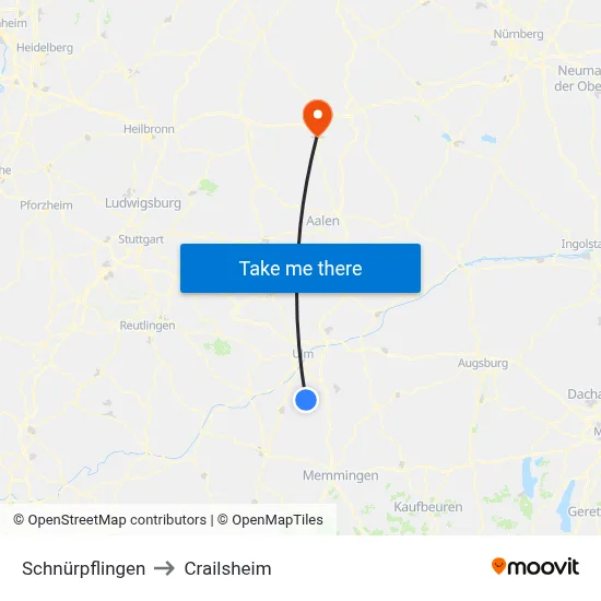 Schnürpflingen to Crailsheim map