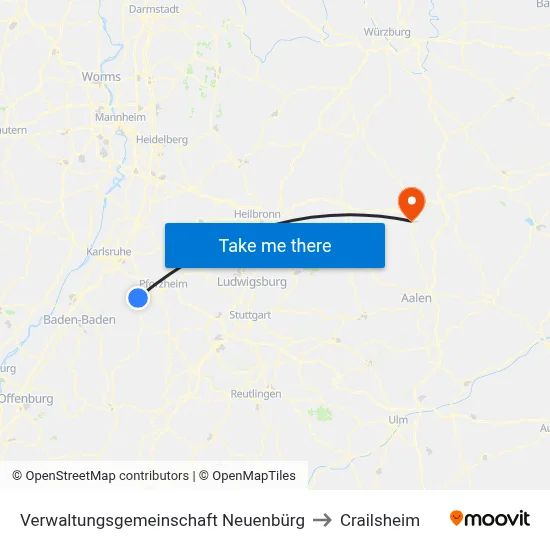 Verwaltungsgemeinschaft Neuenbürg to Crailsheim map