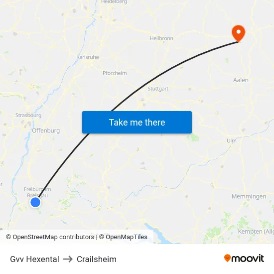 Gvv Hexental to Crailsheim map